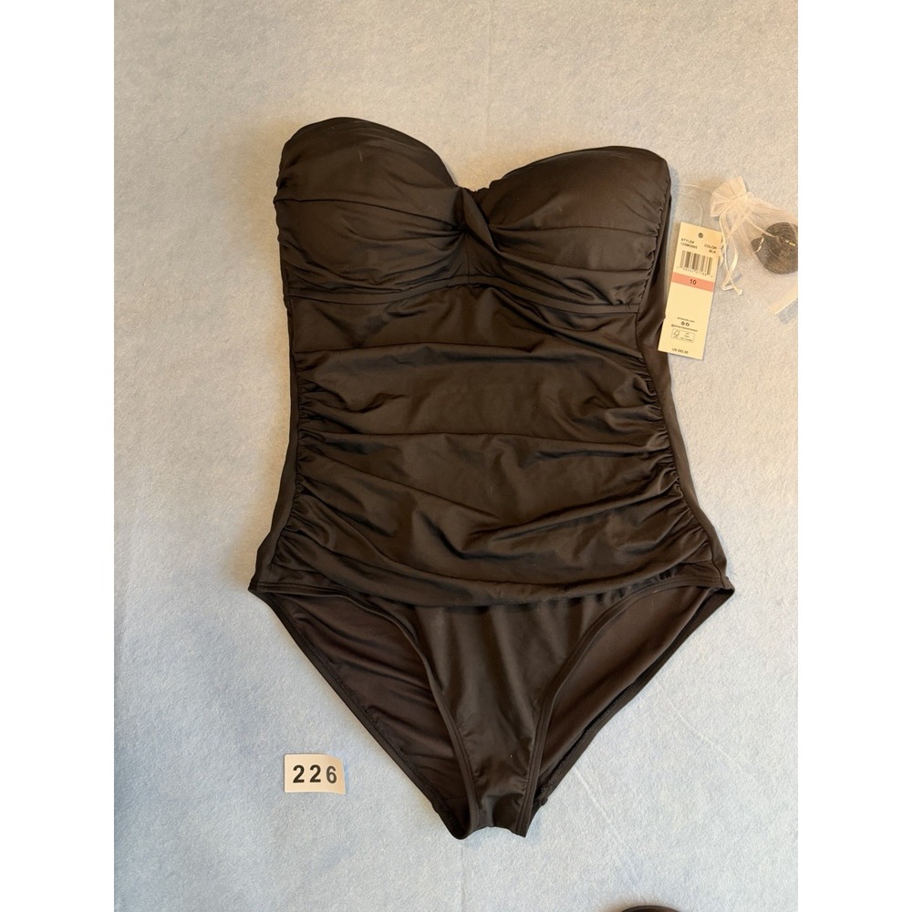 Anne Cole Bandeau One Piece Swimsuit Women's Size 10 NWT Black Swimsuit New NWT